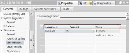 제어 H/W 제품 중 사용자 계정 관리 화면 예시
